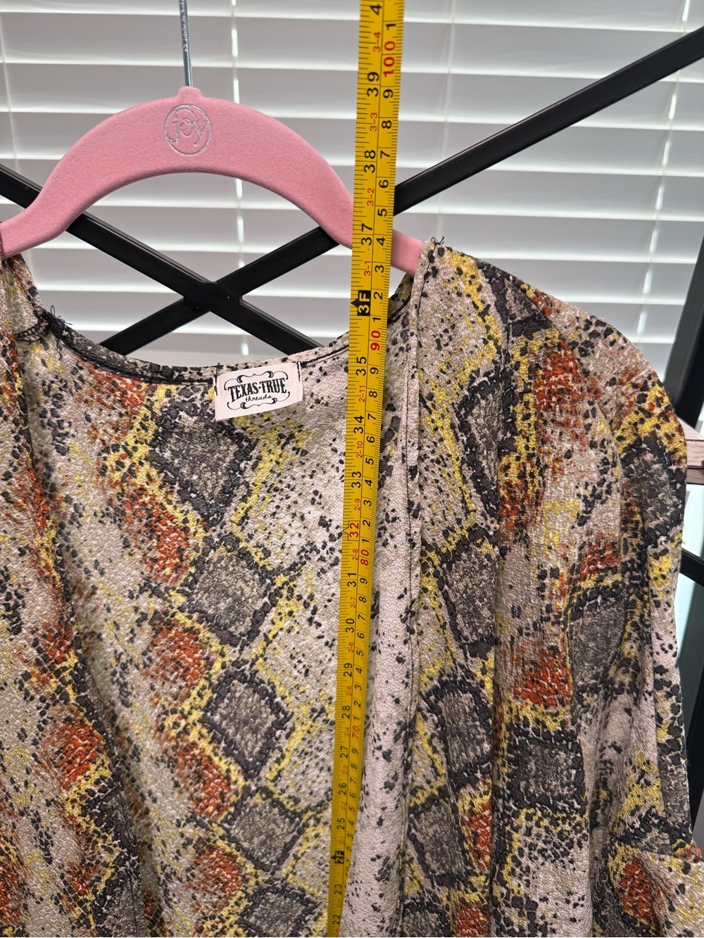 Texas True Threads Snake-Print Top in Beige with Yellow & Rust Accents - Picture 5 of 6